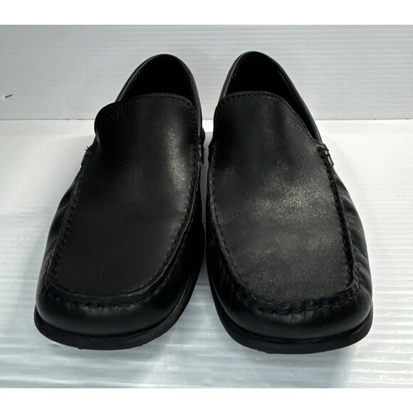 Ecco Men’s Leather Driving Loafers Moc Toe Walking Shoes Arch Support Black 42 - Picture 2 of 13